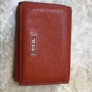 Tumi Orange Pebbled Leather Wallet with Coin Purse